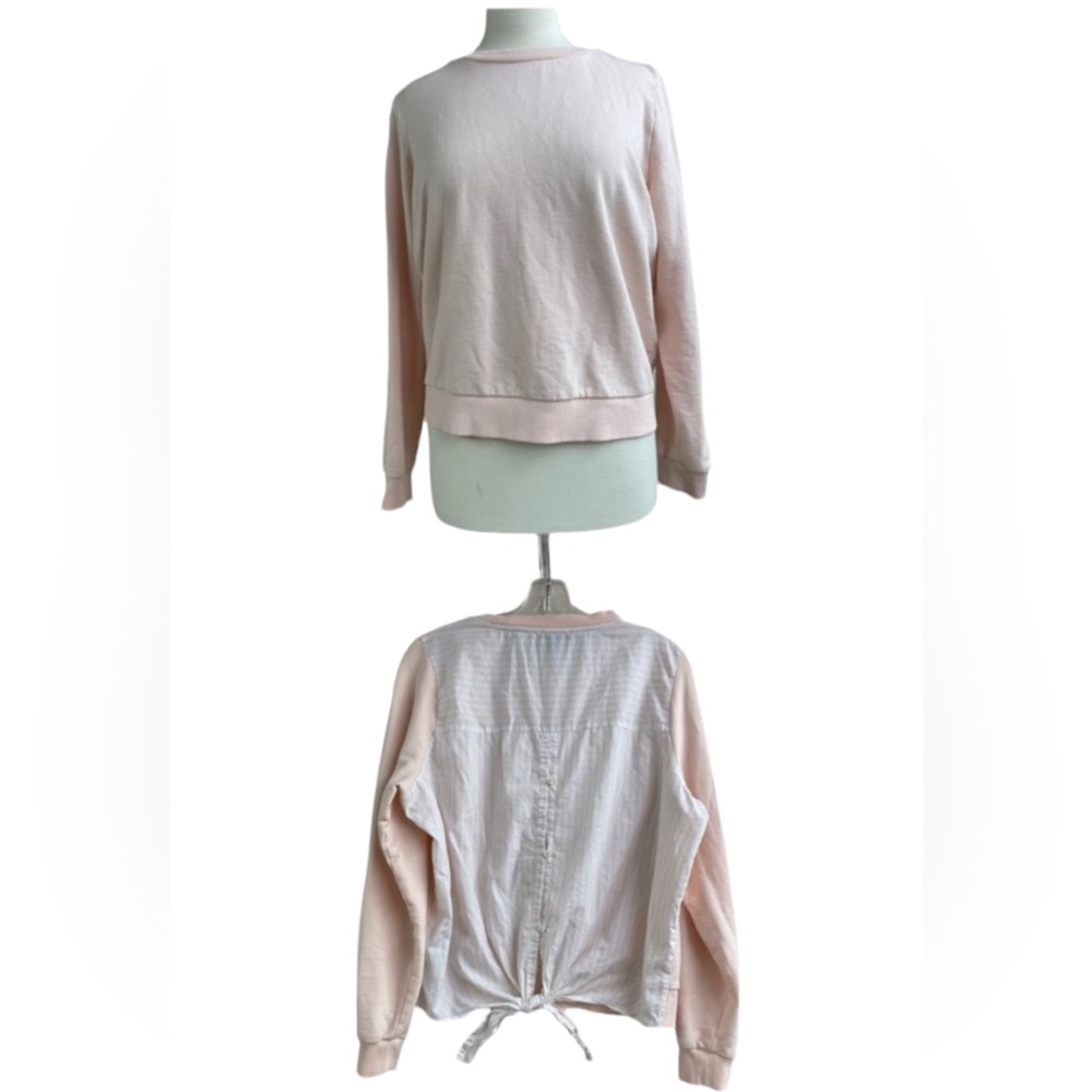 J Crew solid front striped back sweatshirt medium